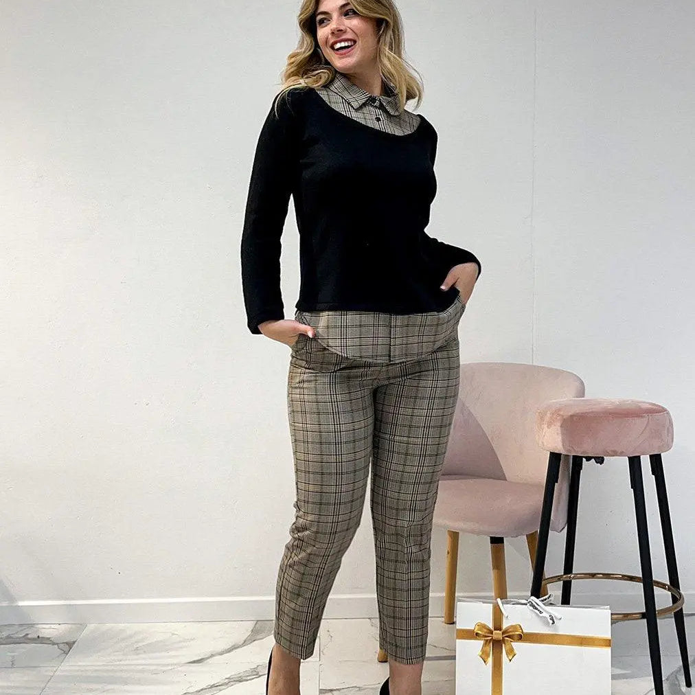 Pantalone elegante NERO-ORO DORABELLA 52