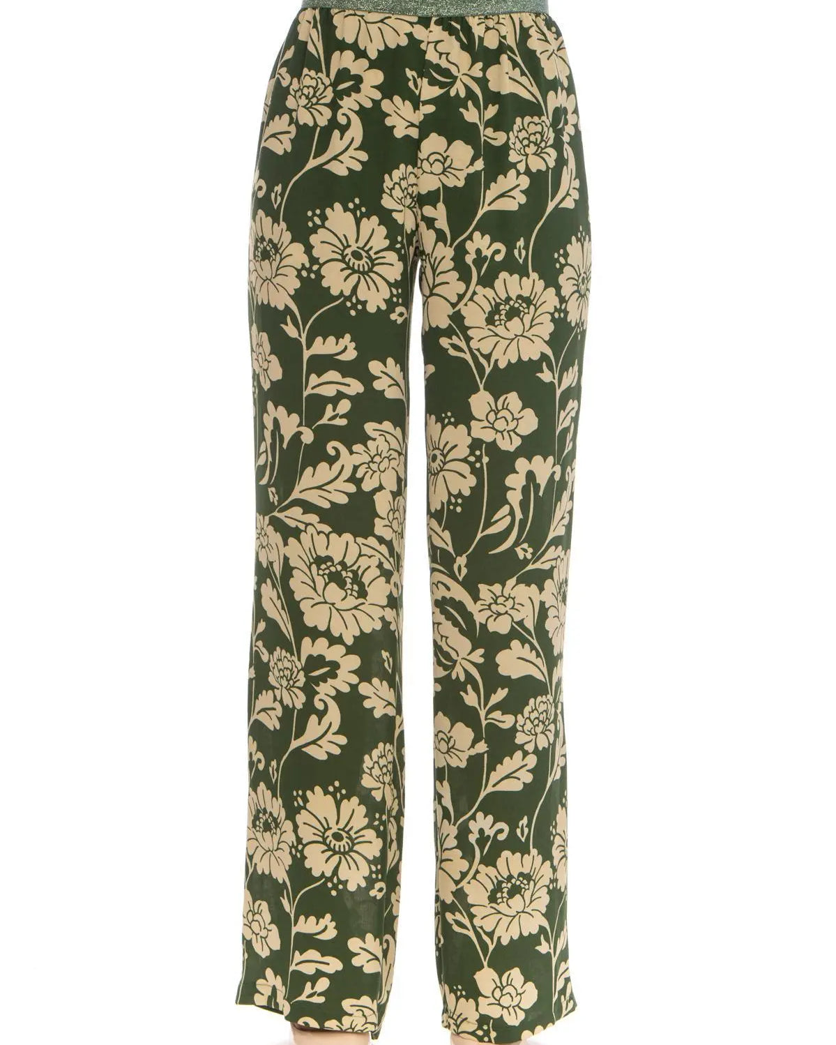 Pantalone fantasia floreale VERDE DORABELLA XXL