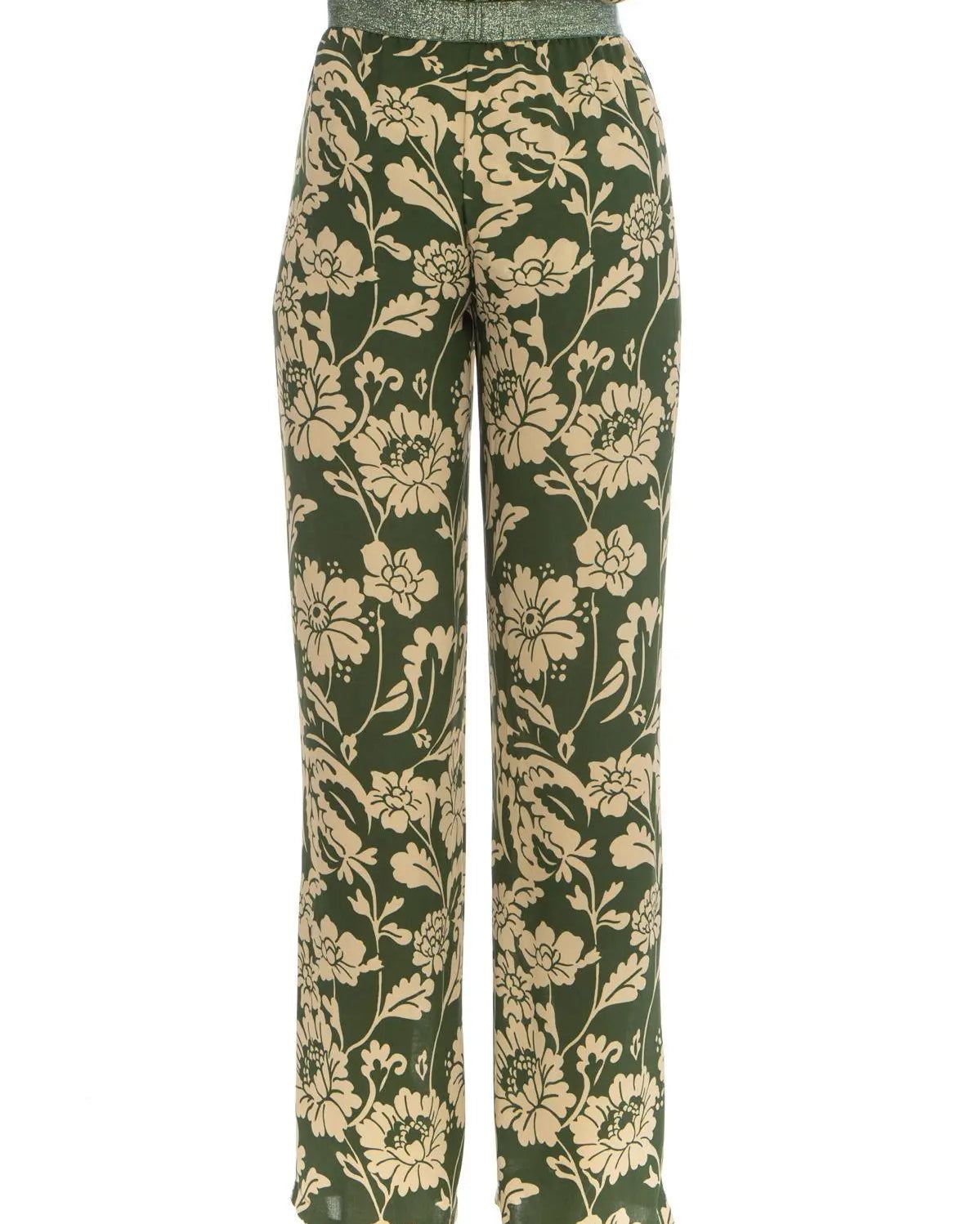 Pantalone fantasia floreale VERDE DORABELLA