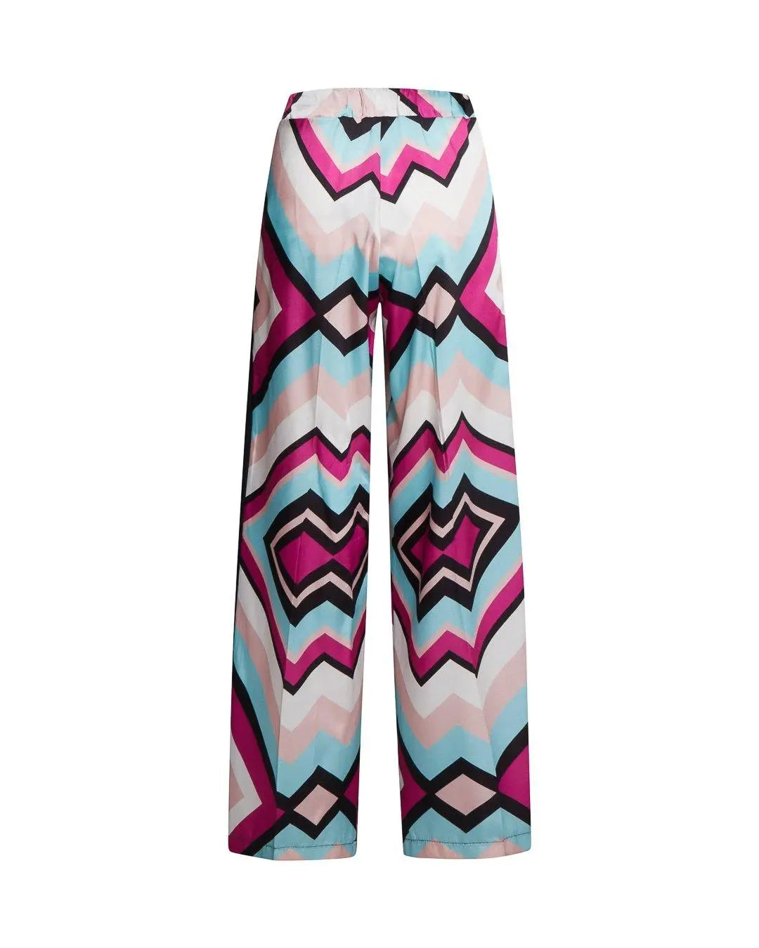 Pantalone fantasia geometrica MAGENTA-ACQUA IRONICA