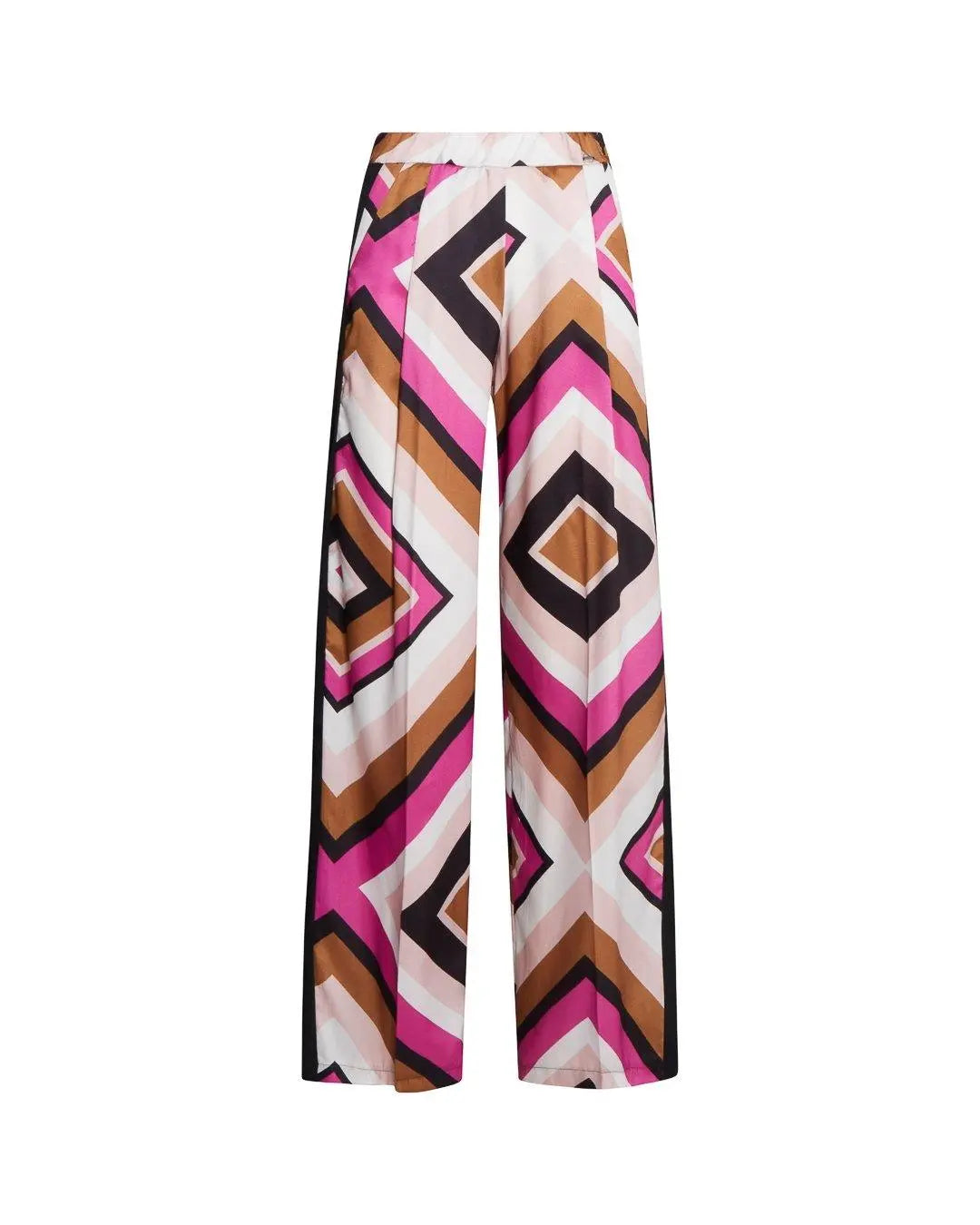 Pantalone fantasia geometrica MAGENTA-TABACCO IRONICA 50