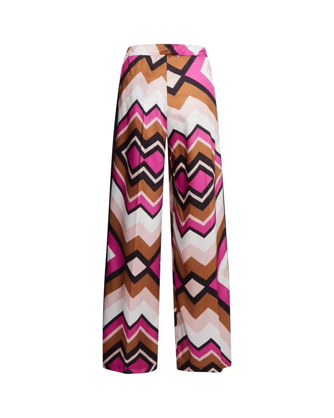 Pantalone fantasia geometrica MAGENTA-TABACCO IRONICA