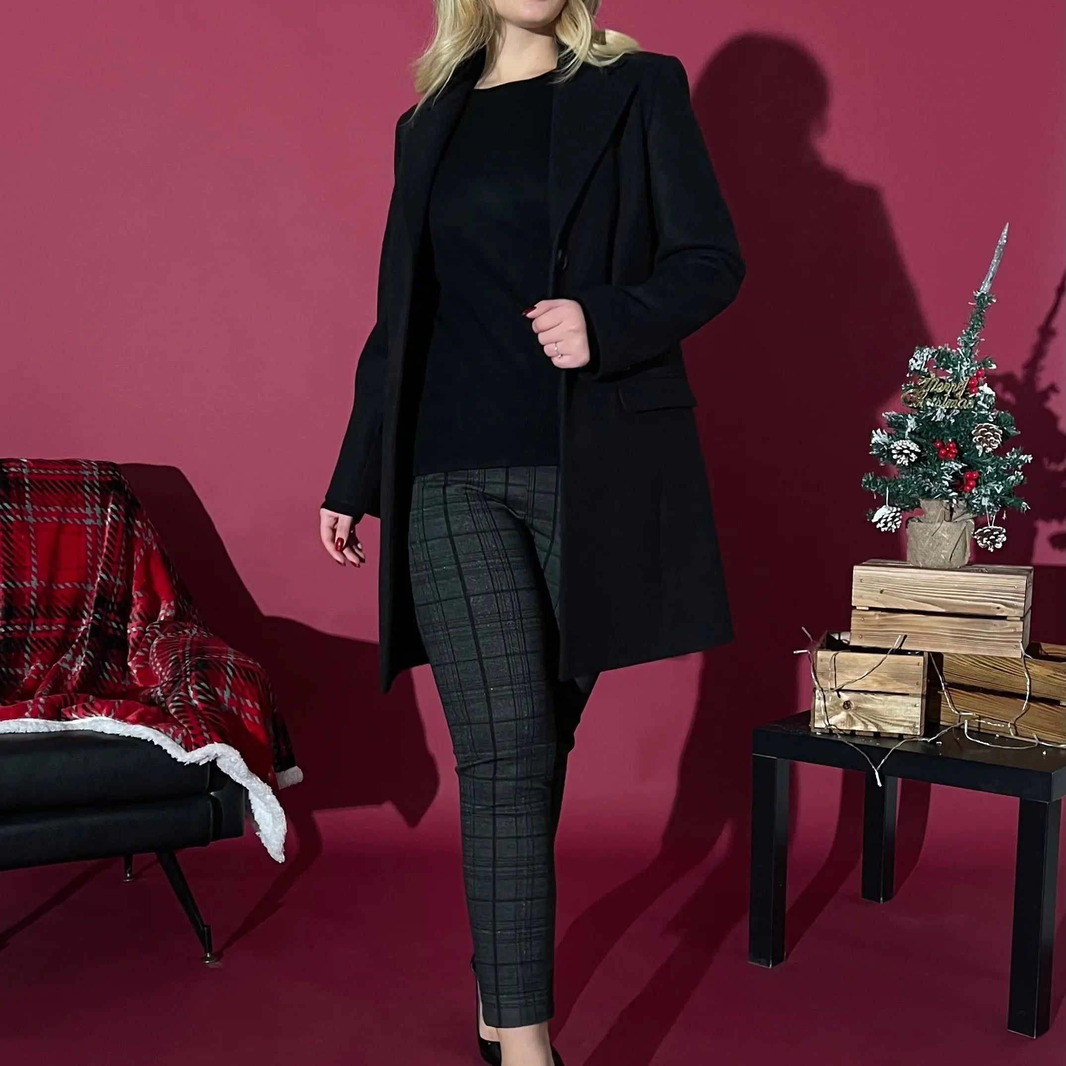 Pantalone fantasia quadri NERO DORABELLA 52