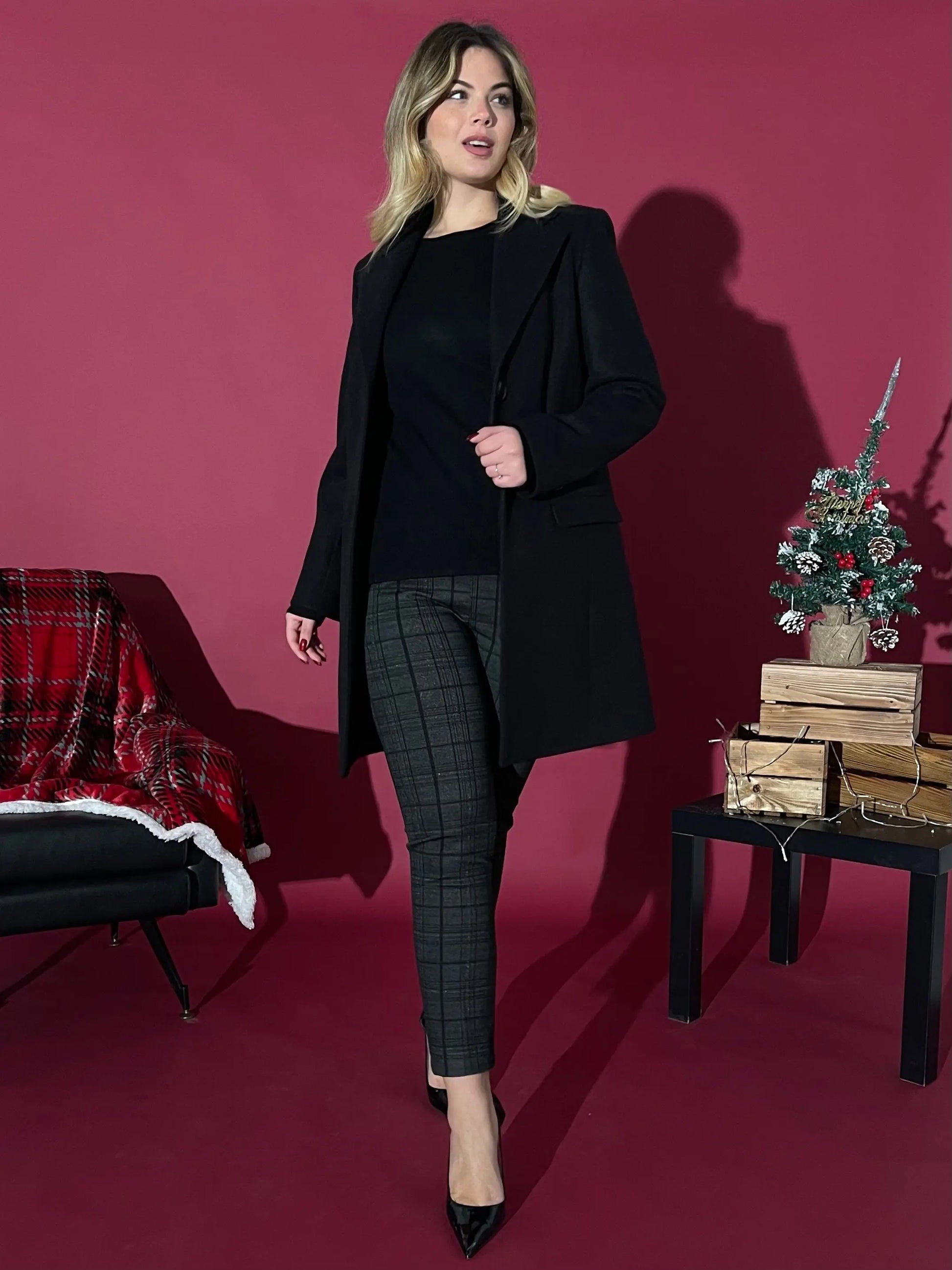 Pantalone fantasia quadri NERO DORABELLA 52