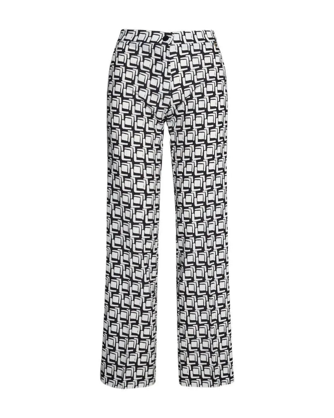 Pantalone fluido in cady stampato fantasia Optical NERO-BIANCO DORABELLA