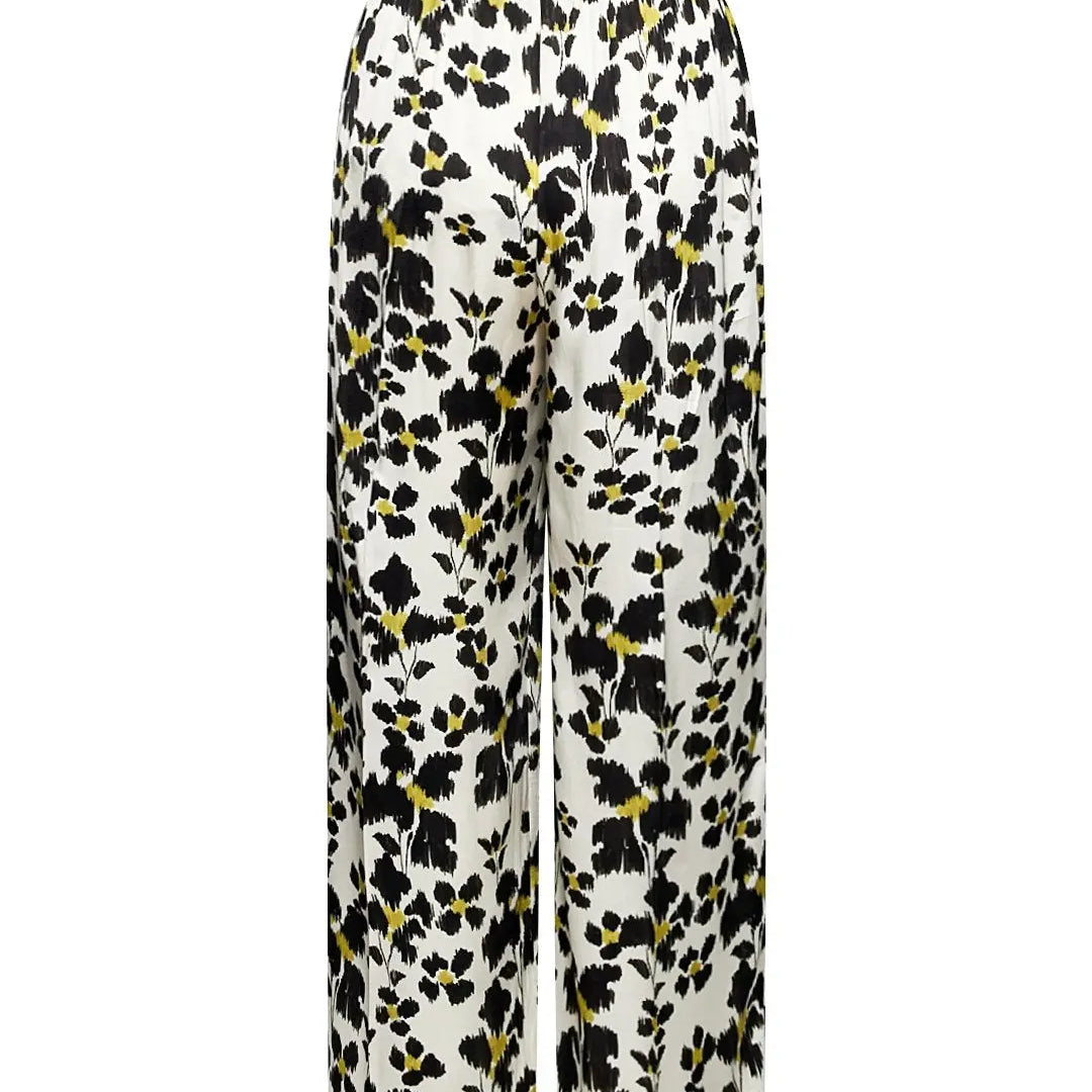 Pantalone in fantasia floreale NERO-OLIO DORABELLA PIU' 49