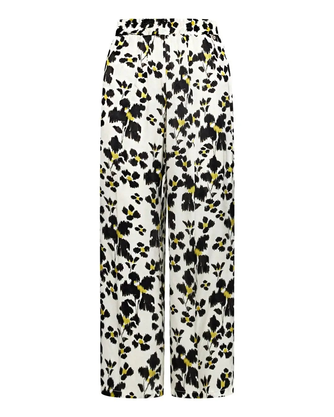 Pantalone in fantasia floreale NERO-OLIO DORABELLA PIU'