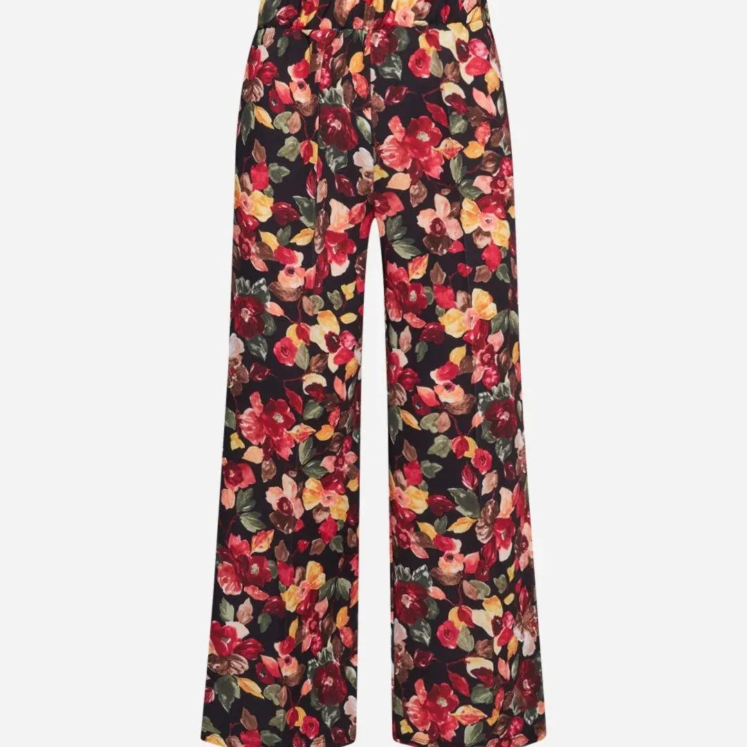 Pantalone in fantasia floreale NERO-ROSSO DORABELLA XXL
