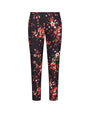 Pantalone in fantasia floreale NERO-ROSSO IRONICA