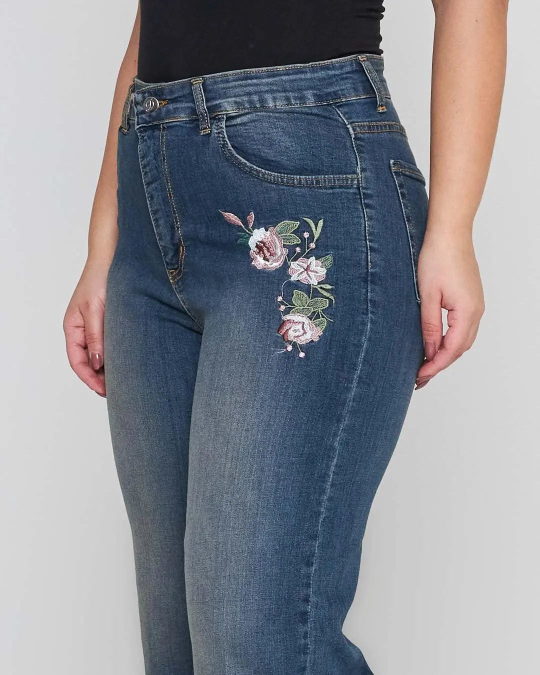 Pantalone jeans gaucho decori BLU DORABELLA