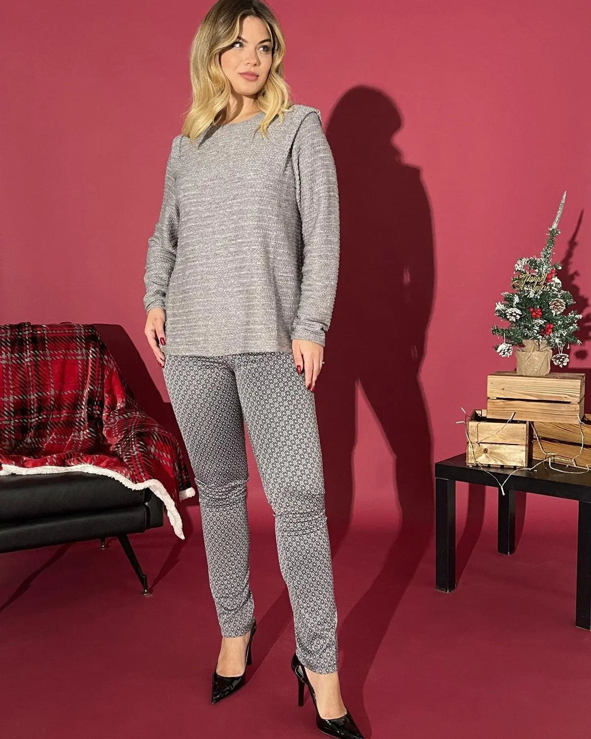 Pantalone microfantasia GRIGIO DORABELLA XXXL