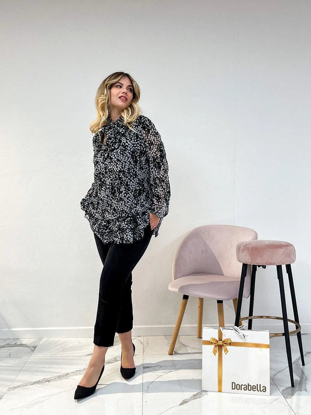 Pantalone millerighe NERO DORABELLA 56