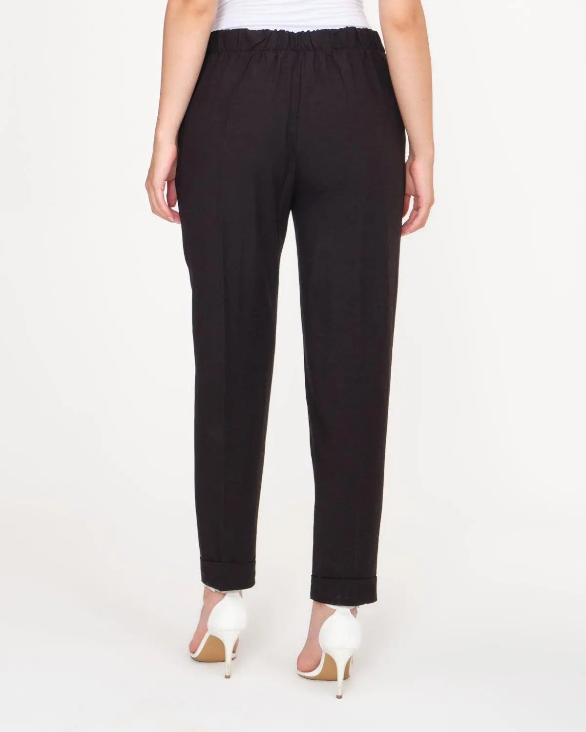 Pantalone misto lino e viscosa NERO DORABELLA