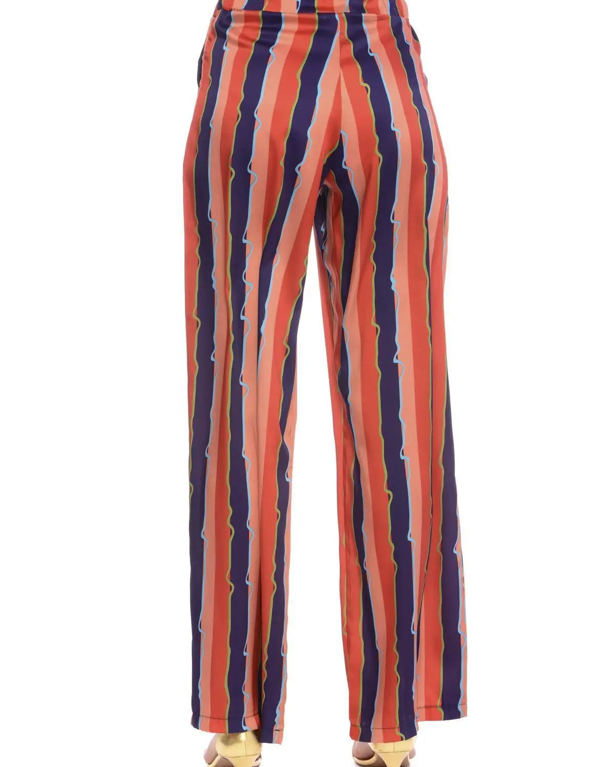 Pantalone palazzo a righe ARANCIO-BLU IRONICA