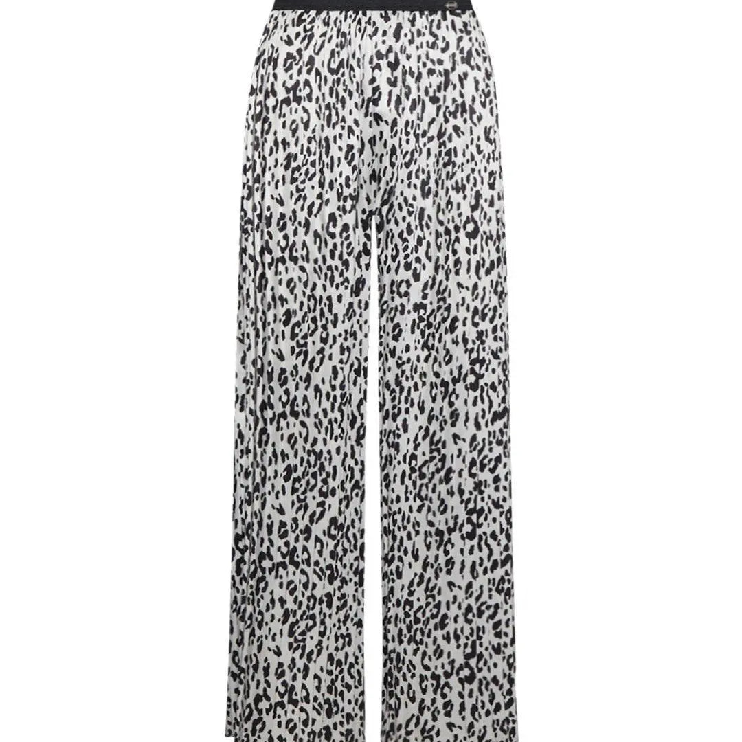 Pantalone plissettato animalier BEIGE-NERO IRONICA