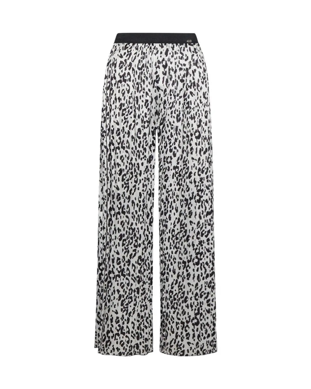 Pantalone plissettato animalier BEIGE-NERO IRONICA