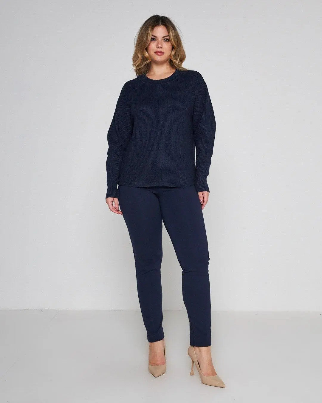 Pantalone slim viscosa con carré posteriore BLU DORABELLA