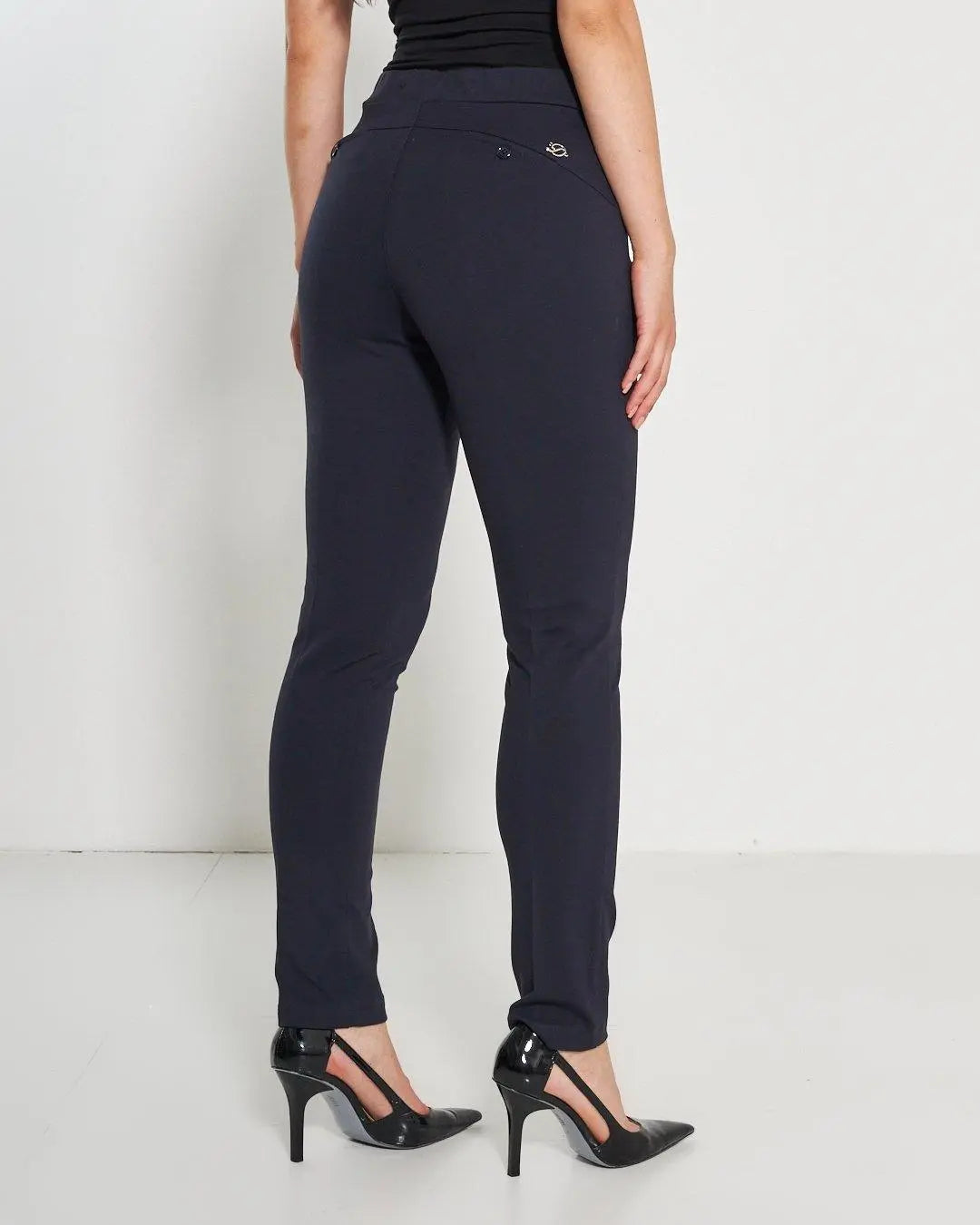 Pantalone slim viscosa con carré posteriore BLU DORABELLA