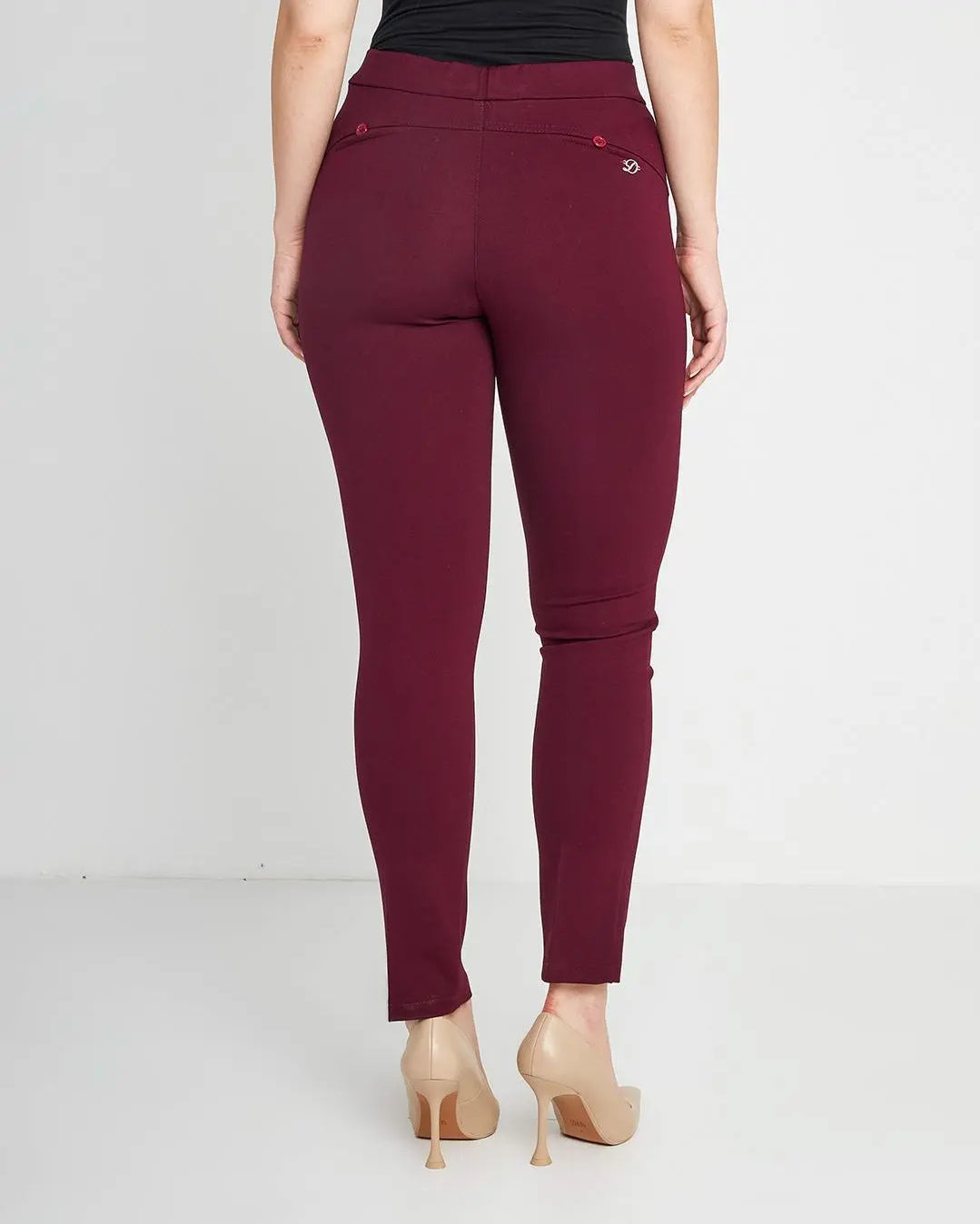 Pantalone slim viscosa con carré posteriore PRUGNA DORABELLA