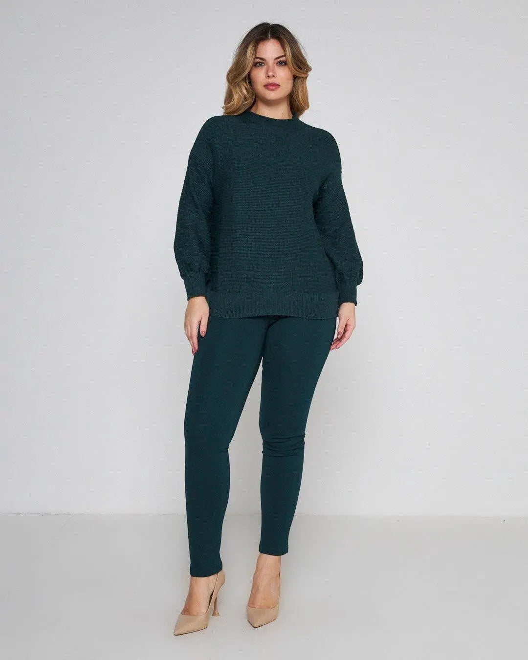 Pantalone slim viscosa con carré posteriore VERDE DORABELLA