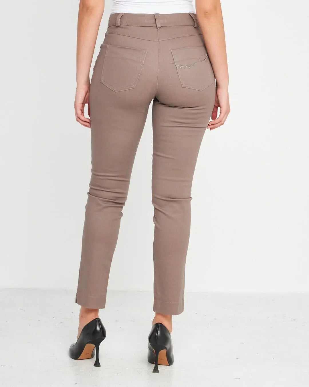 Pantalone tasca ricamata FANGO DORABELLA