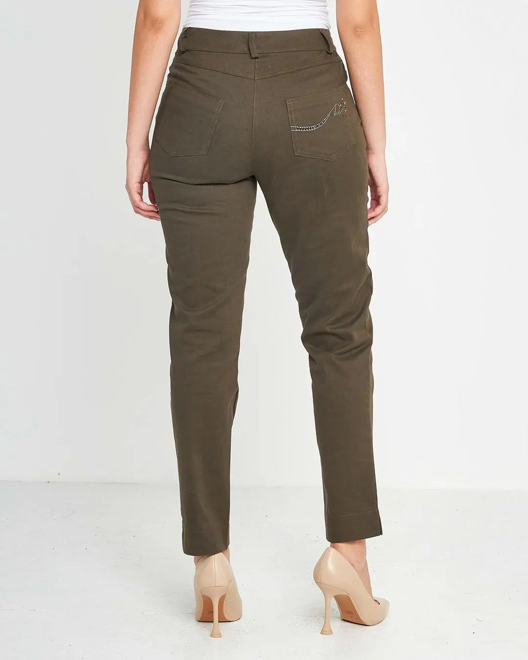Pantalone tasca ricamata VERDE MILITARE DORABELLA