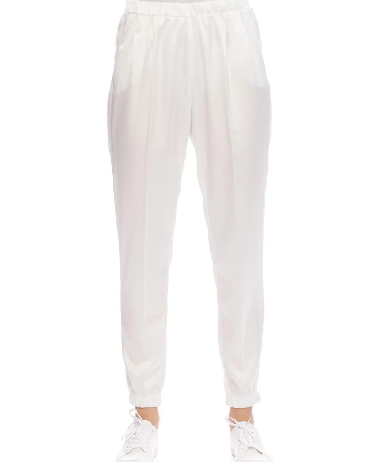 Pantalone tessuto semi lucido BIANCO IRONICA 50