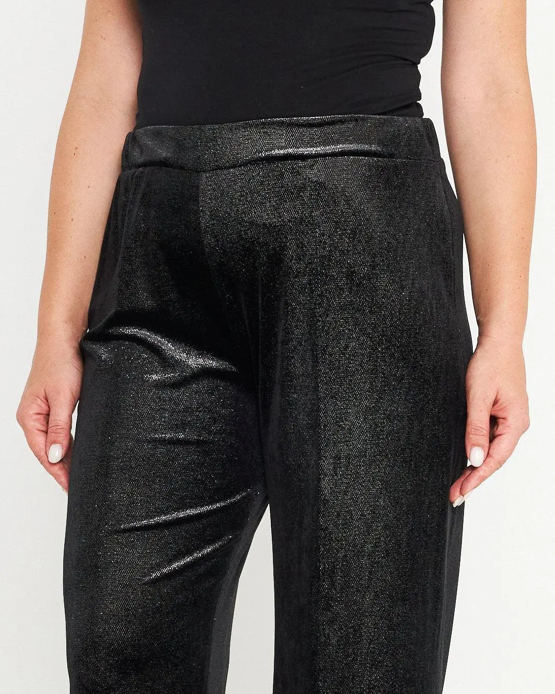 Pantaloni a palazzo in velluto stretch NERO DORABELLA PIU'