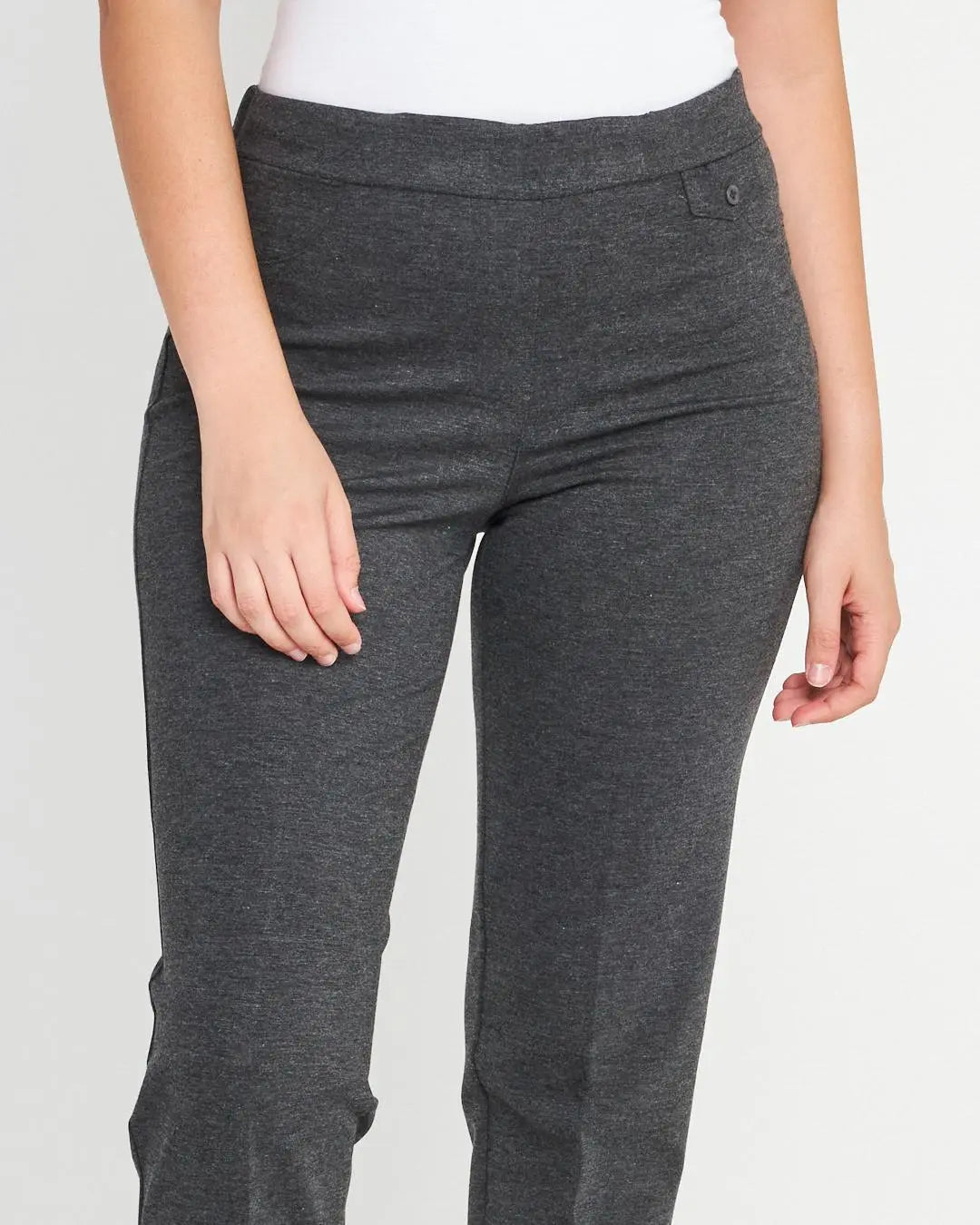 Pantaloni con vita elastica e pattina con bottone ANTRACITE DORABELLA