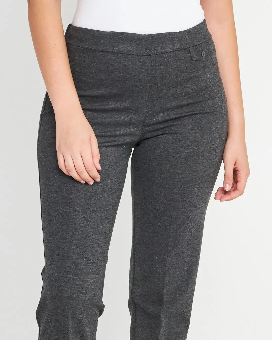 Pantaloni con vita elastica e pattina con bottone ANTRACITE DORABELLA