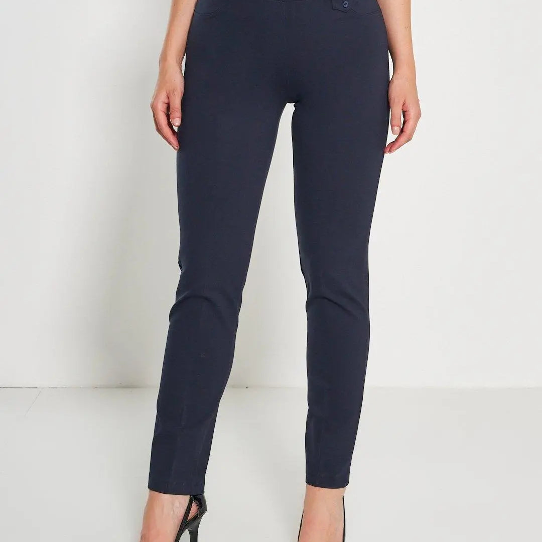 Pantaloni con vita elastica e pattina con bottone BLU DORABELLA 54