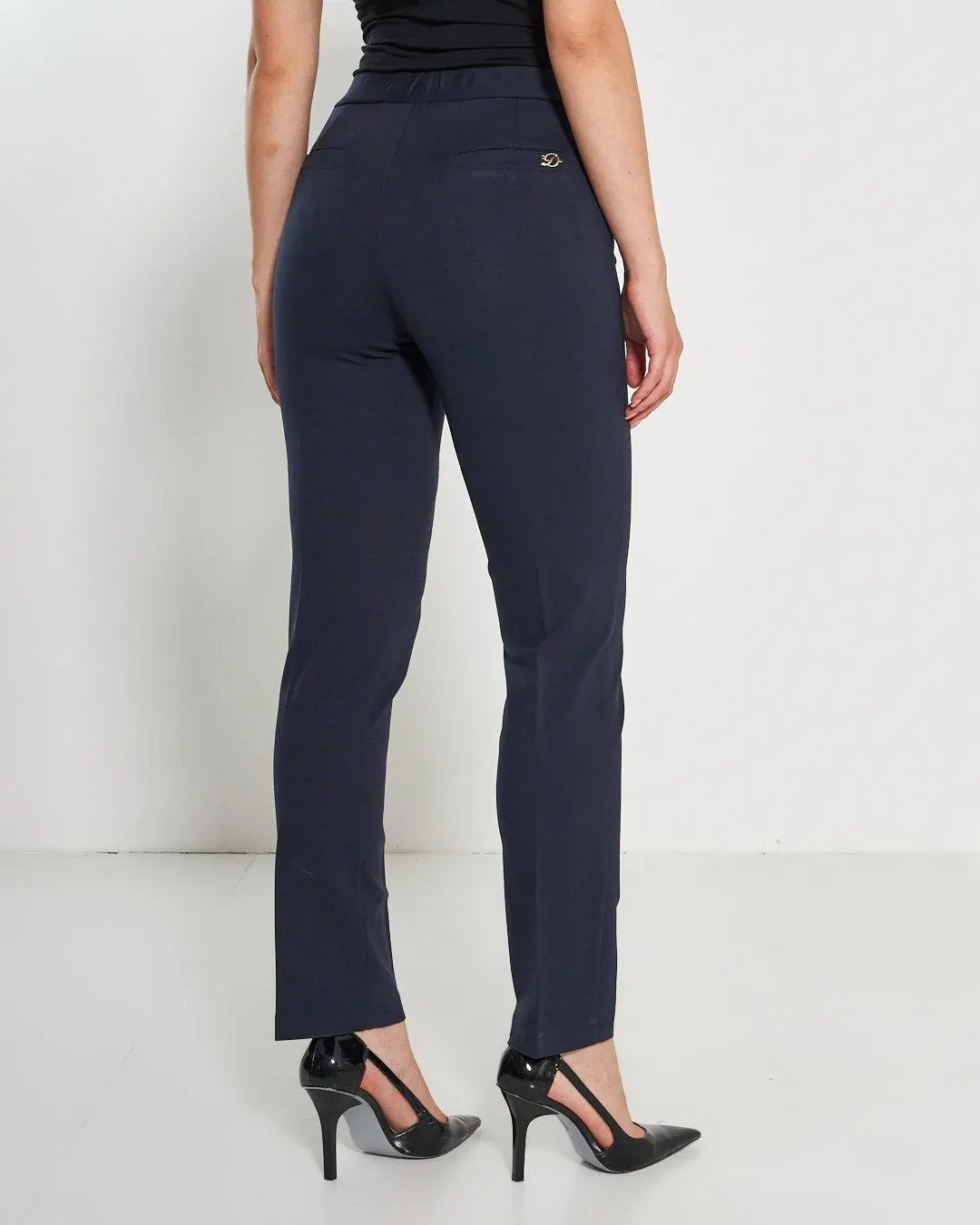 Pantaloni con vita elastica e pattina con bottone BLU DORABELLA