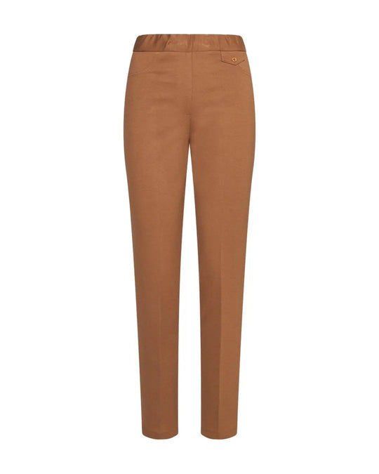 Pantaloni con vita elastica e pattina con bottone CAMMELLO DORABELLA