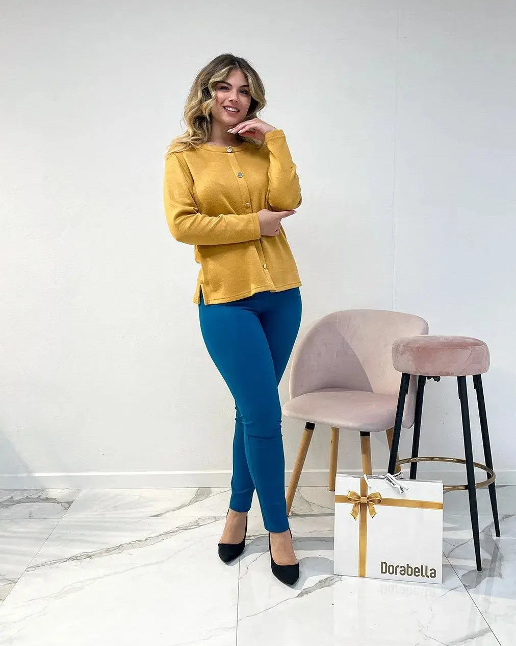 Pantaloni con vita elastica e pattina con bottone OTTANIO DORABELLA 54