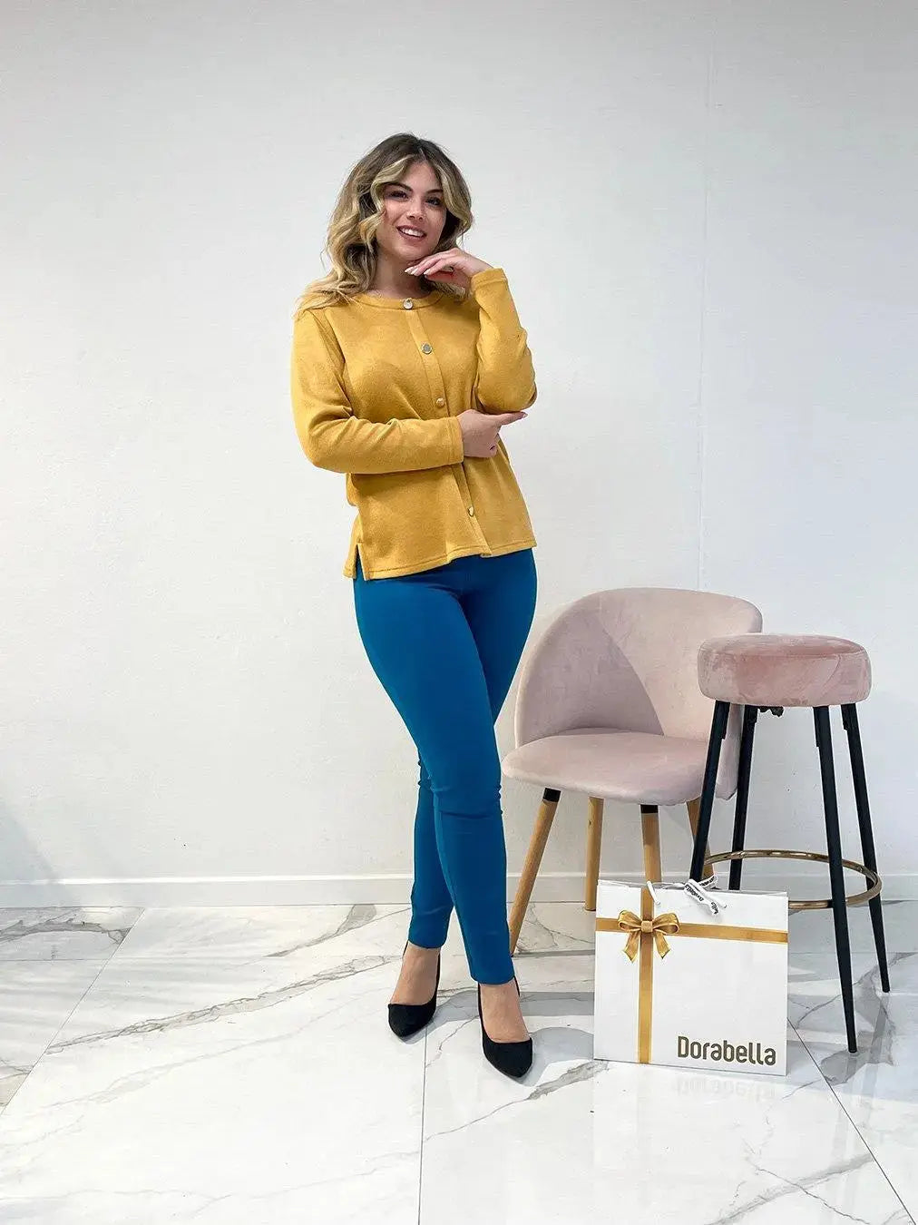 Pantaloni con vita elastica e pattina con bottone OTTANIO DORABELLA 54