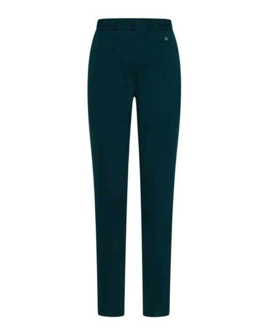 Pantaloni con vita elastica e pattina con bottone VERDE DORABELLA 54