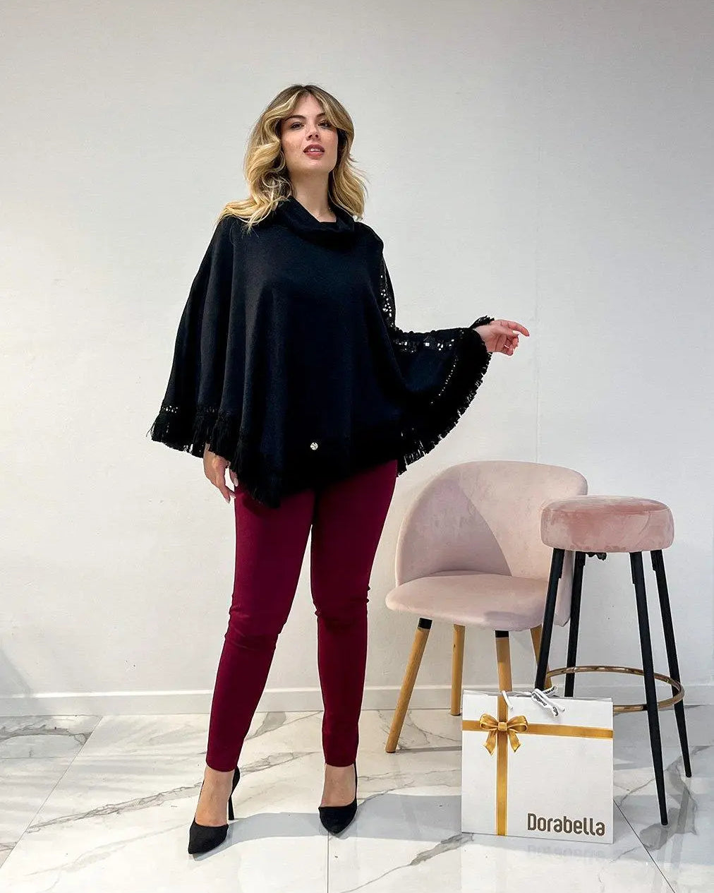 Pantaloni con vita elastica e pattina con bottone VINO DORABELLA 54