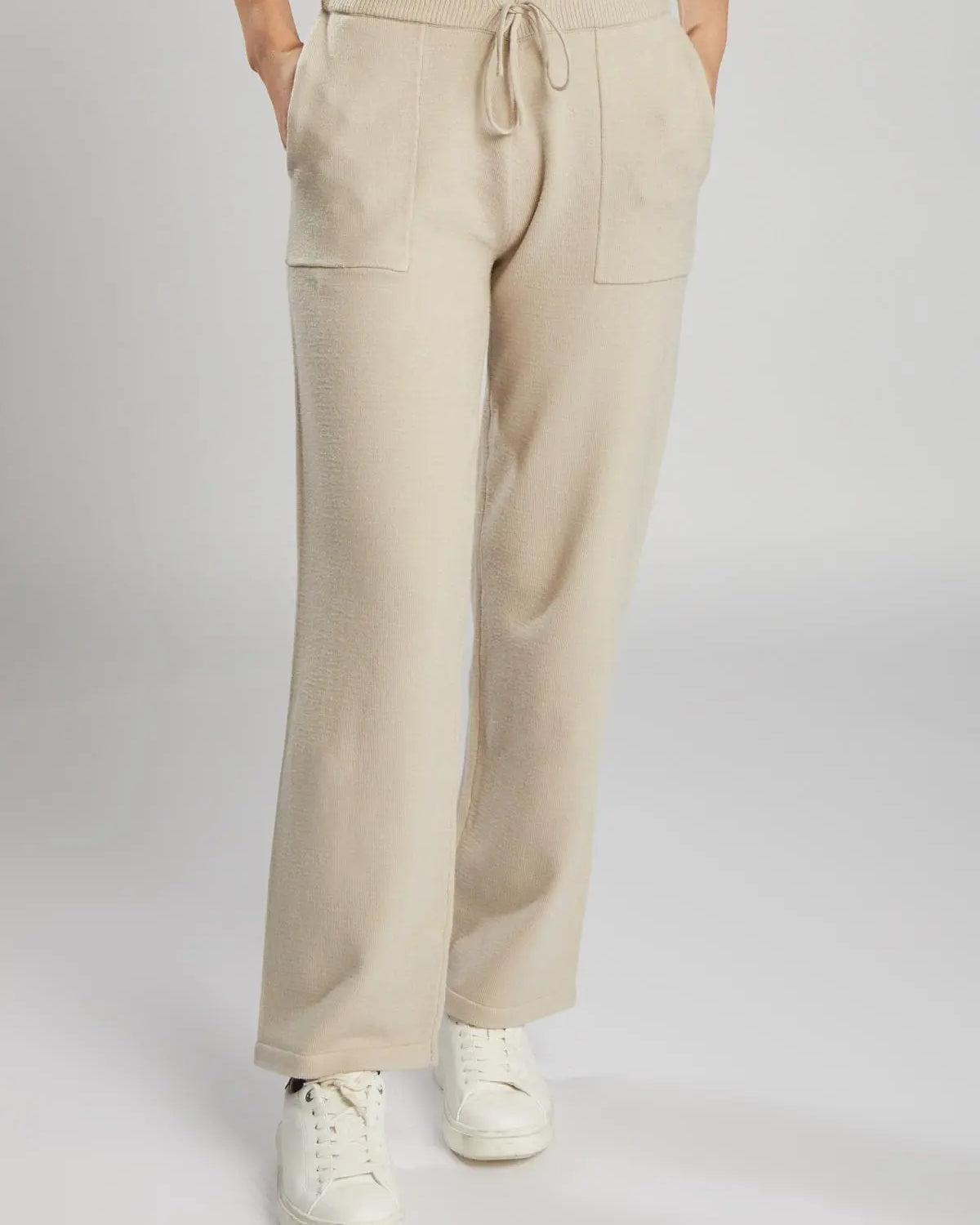 Pantaloni dritti in maglia BEIGE IRONICA