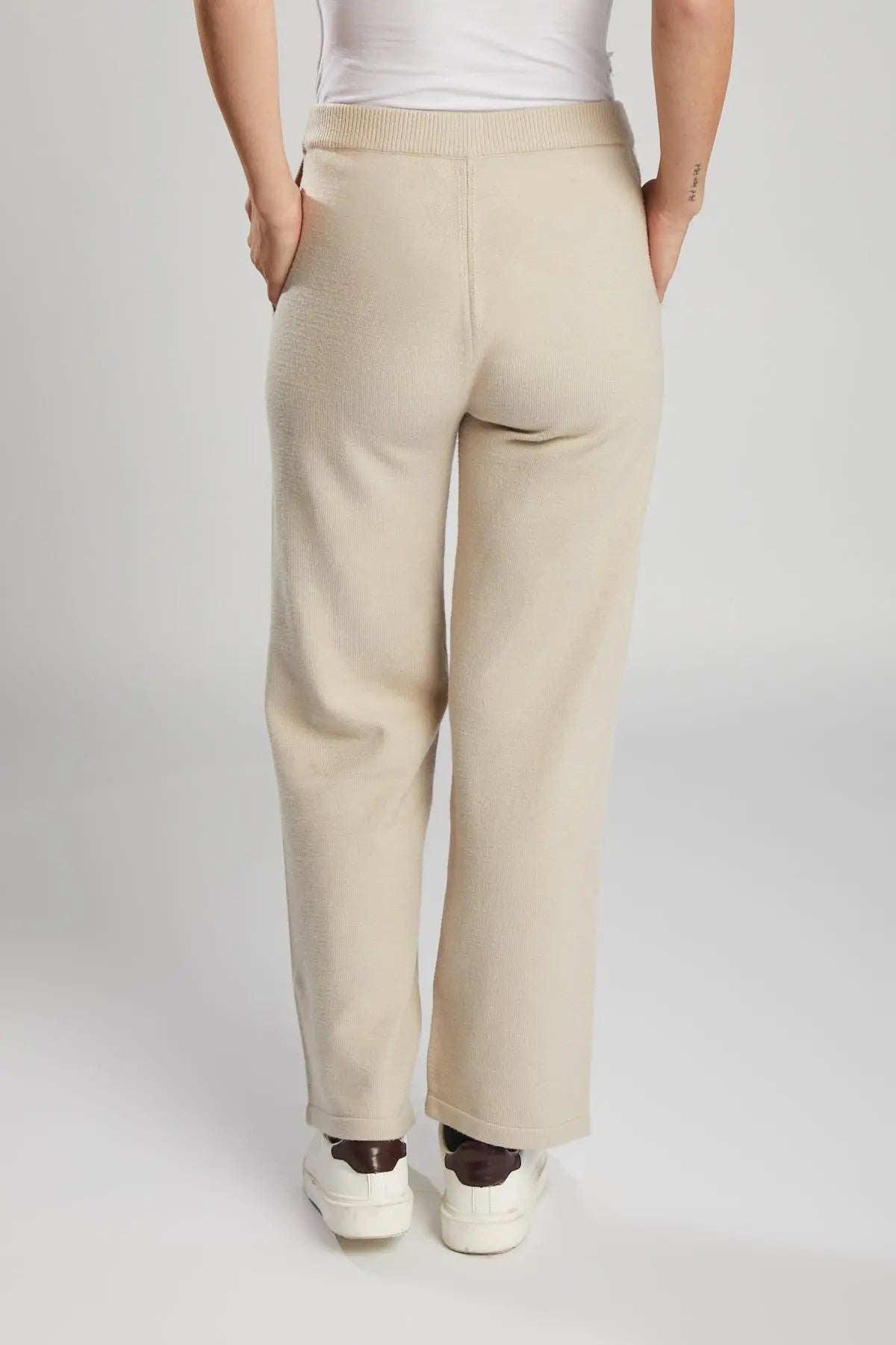 Pantaloni dritti in maglia BEIGE IRONICA