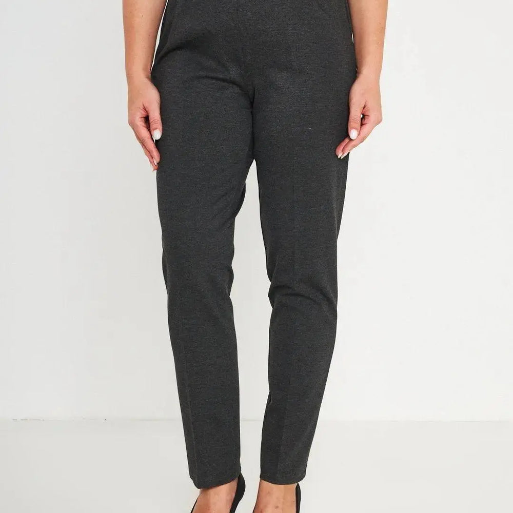 Pantaloni slim fit con vita elastica e dettaglio frontale di piega di stiro ANTRACITE DORABELLA PIU' 49
