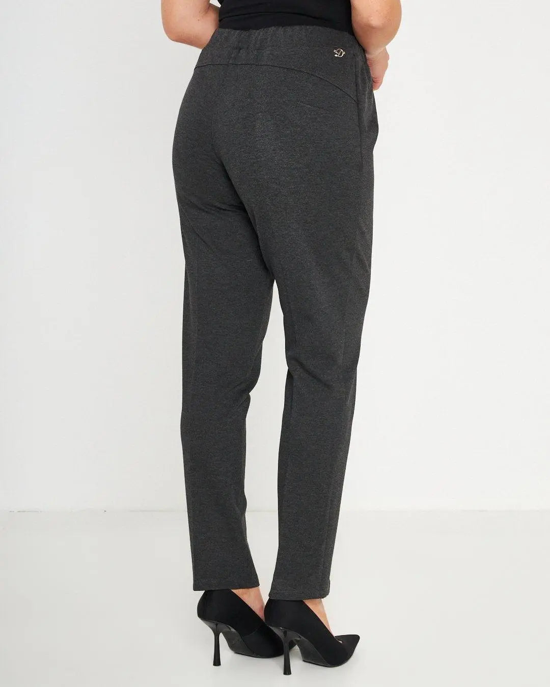 Pantaloni slim fit con vita elastica e dettaglio frontale di piega di stiro ANTRACITE DORABELLA PIU'