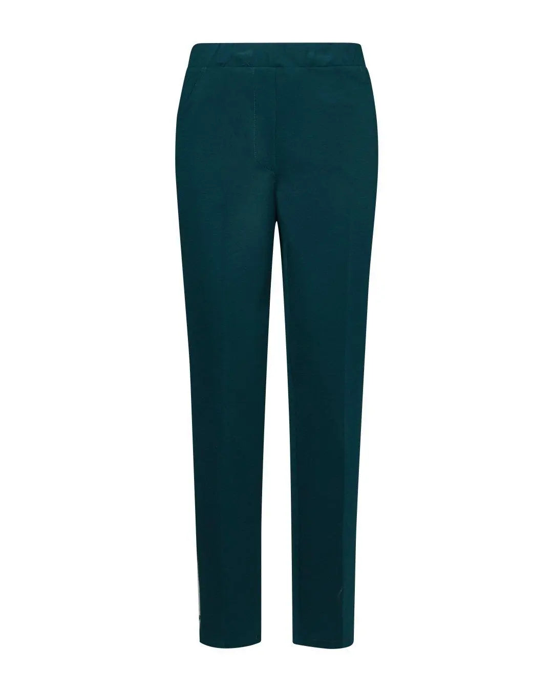Pantaloni slim fit con vita elastica e dettaglio frontale di piega di stiro VERDE DORABELLA PIU'