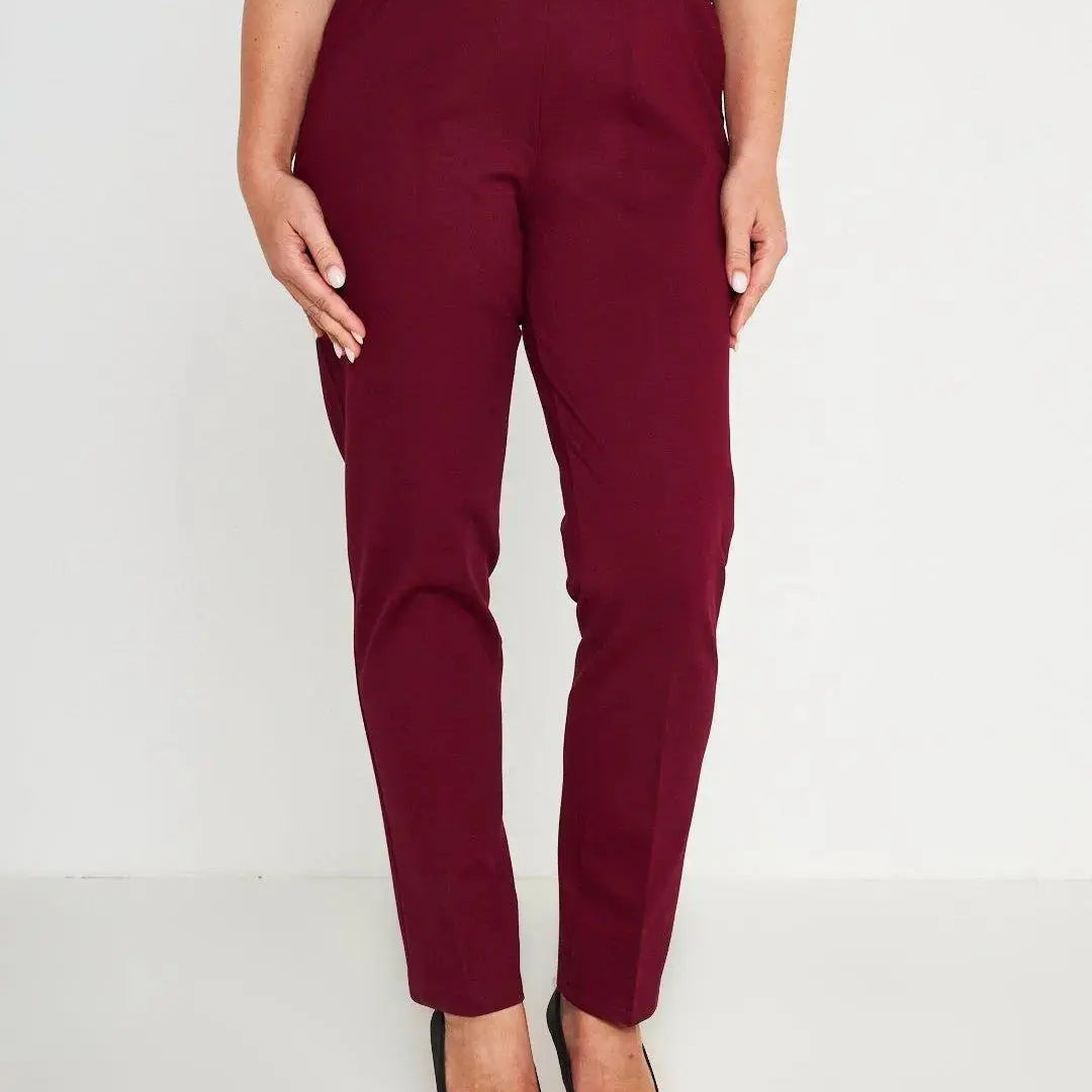 Pantaloni slim fit con vita elastica e dettaglio frontale di piega di stiro VINO DORABELLA PIU' 49