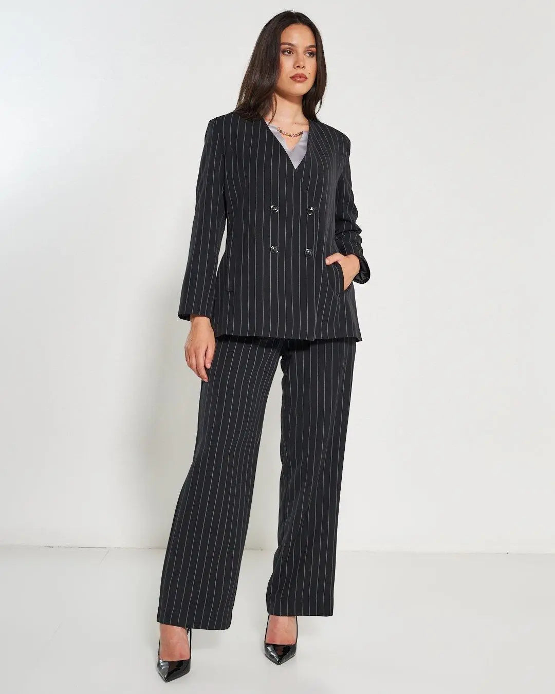 Pantapalazzo gessato NERO DORABELLA