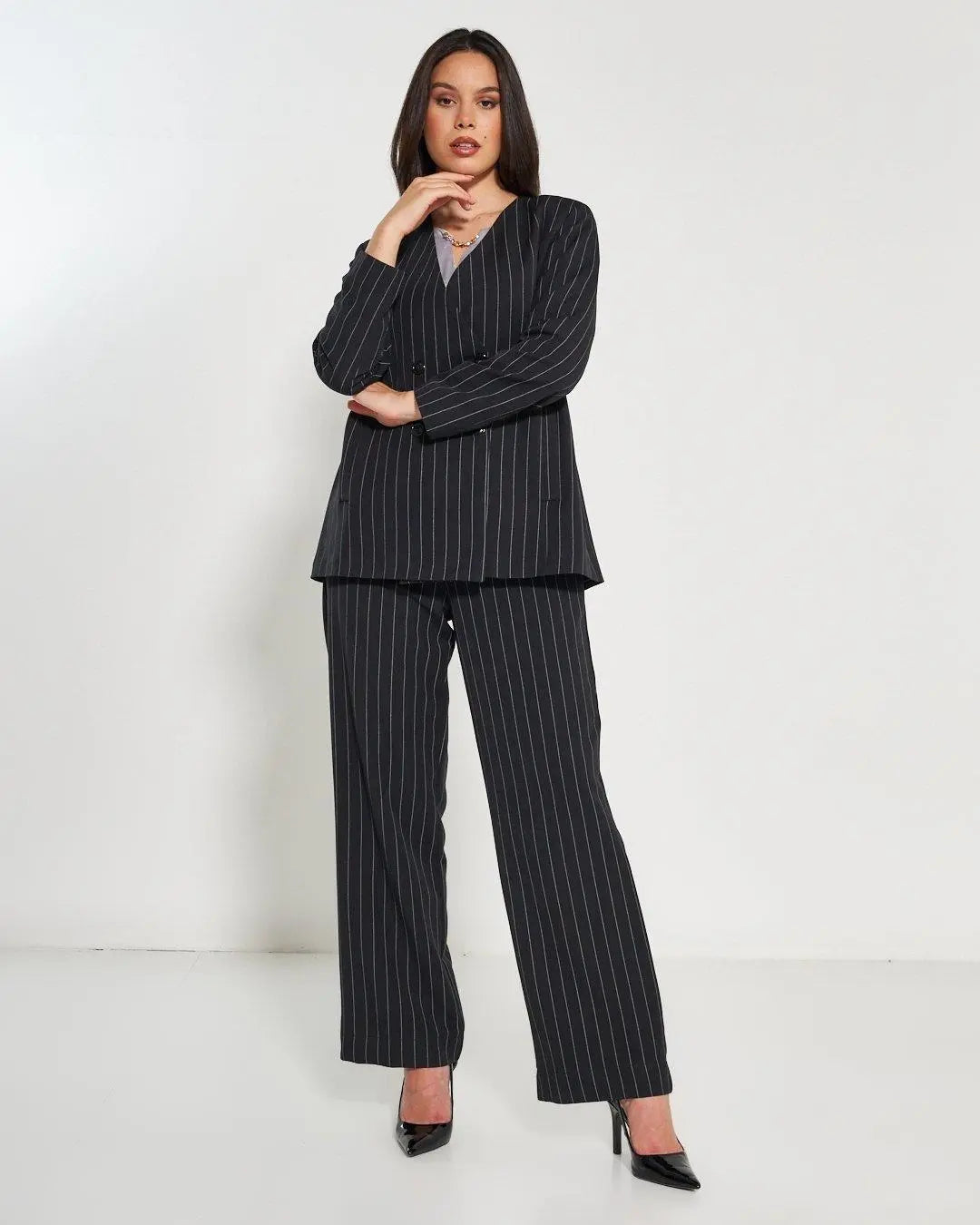 Pantapalazzo gessato NERO DORABELLA