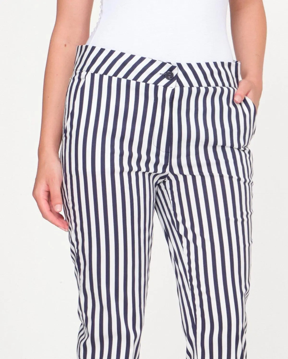 Pinocchietto righe in cotone BLU DORABELLA