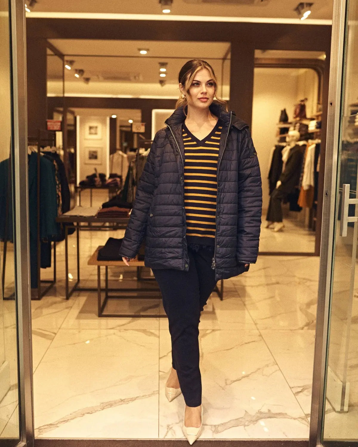 Piumino con cappuccio, zip e bottoni BLU DORABELLA EASY PIÙ