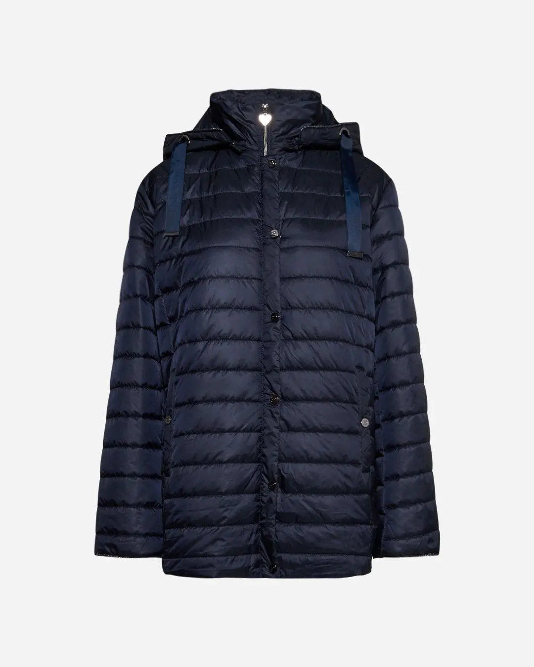 Piumino con cappuccio, zip e bottoni BLU DORABELLA EASY PIÙ