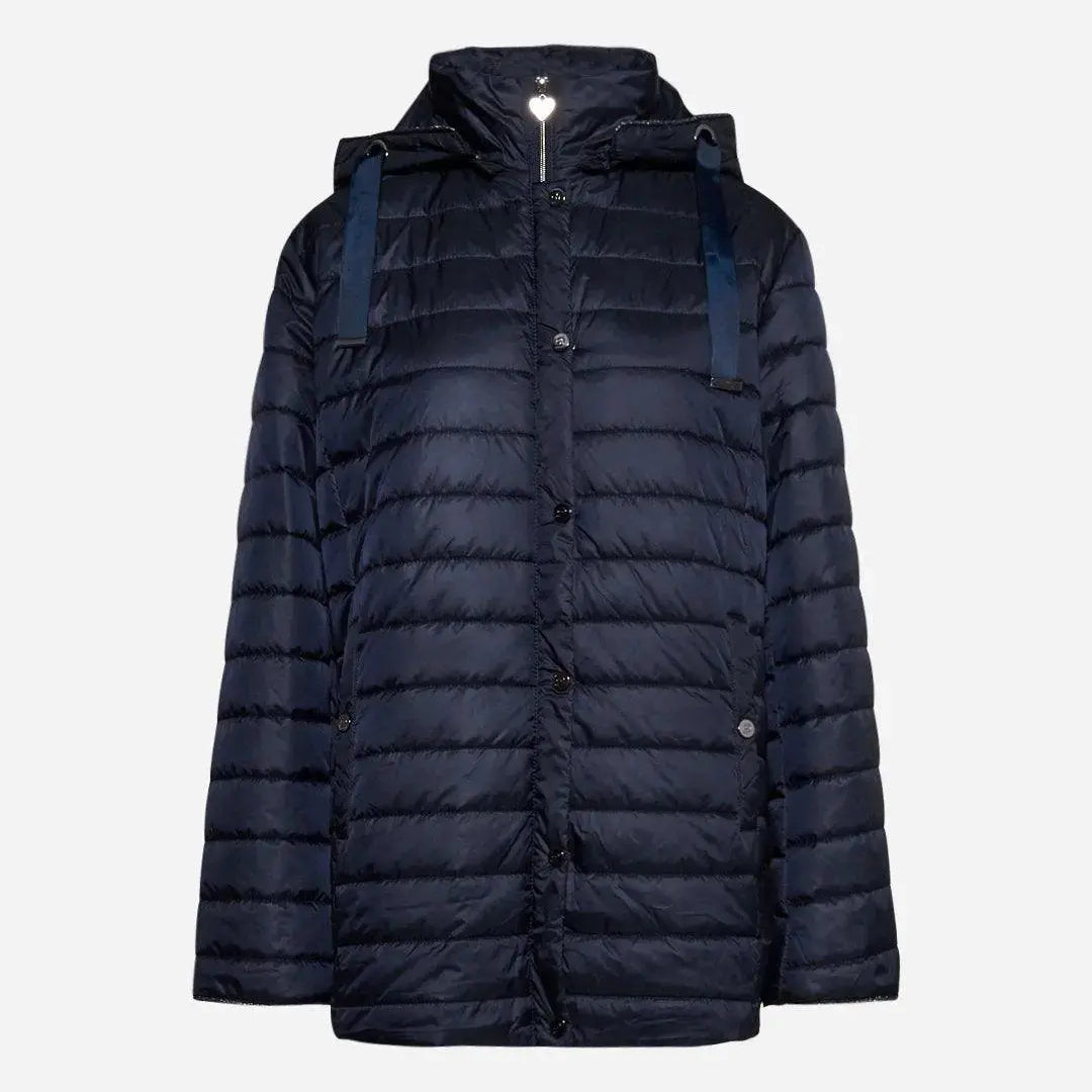 Piumino con cappuccio, zip e bottoni BLU DORABELLA EASY PIÙ