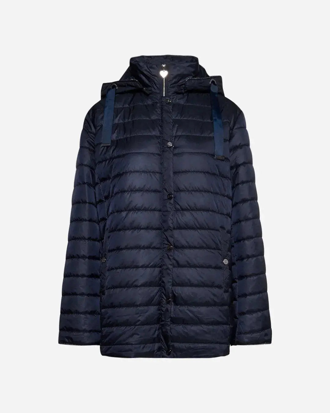 Piumino con cappuccio, zip e bottoni BLU DORABELLA EASY PIÙ